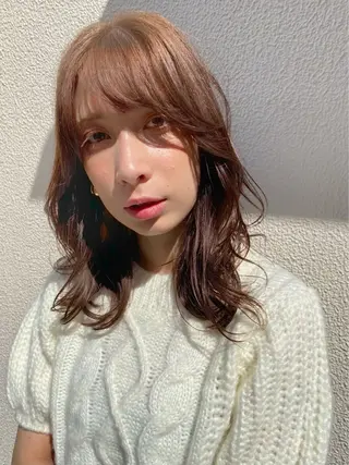 ミディアム カラー パーマ 巻けるケア縮毛矯正✨ ケアカラー✨山下のヘアスタイル