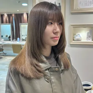 ミディアム カラー ヘアアレンジ 韓国ヘア/レイヤー 顔周りカット/ユキナのヘアスタイル