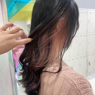 セミロング カラー ワインレッド 🍒KAHOのヘアスタイル