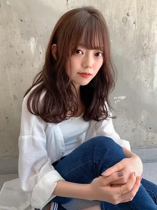 ミディアム カラー レイヤーカット/ 顔周り 五島巨幹のヘアスタイル