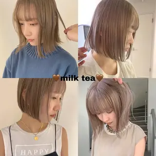 カラー 🧸ミルクティー／ ぷつっとボブ｜ミクのヘアスタイル