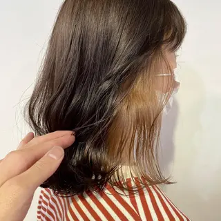 ミディアム カラー ヘアアレンジ 切りっぱなしボブ/ デザインカラー店長のヘアスタイル