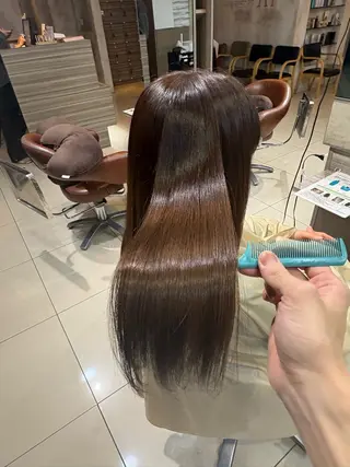 ロング フェザーパーマ/ ダブルカラー/藤田のヘアスタイル