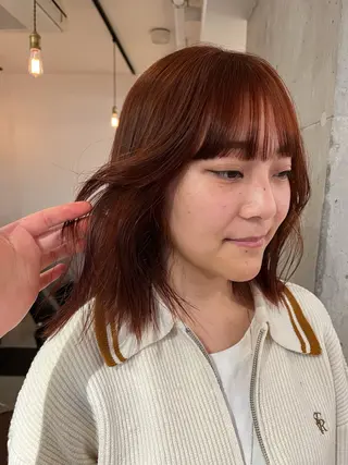 ミディアム カラー 暖色/パーマ 🌼クニトウメイのヘアスタイル