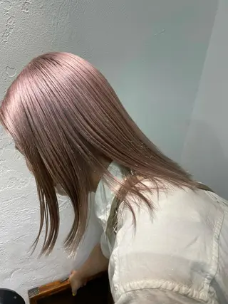 セミロング カラー ヘアアレンジ 小顔レイヤー×コンパ クトボブ/林隆平のヘアスタイル