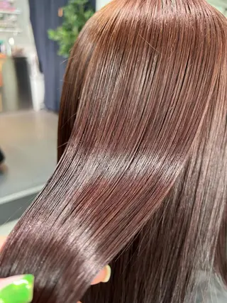 ミディアム カラー ハイトーン&髪質改善 &韓国エクステ🤎のヘアスタイル