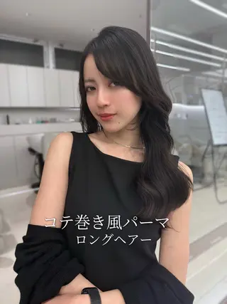 ロング パーマ コテ巻き/パーマ/艶 透明感/荻原凜太郎のヘアスタイル