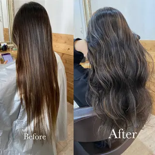 ロング カラー ヘアアレンジ ネイル マツエク・マツパ ハイライト、レイヤー カット/西梅田/中西のヘアスタイル