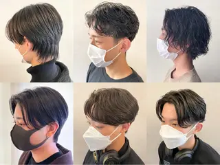 ミディアム パーマ メンズ レイヤー/艶カラー 🫧守利のヘアスタイル