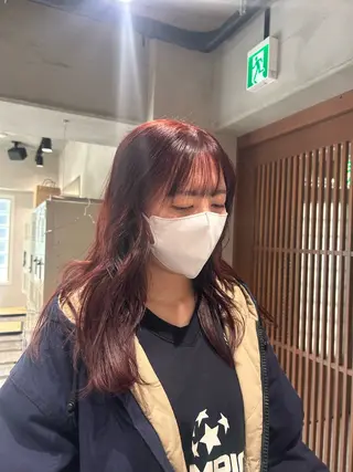 セミロング カラー ayano🍒パーマ 暖色カラーのヘアスタイル