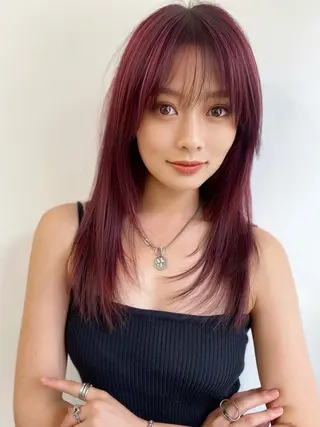 セミロング カラー 韓国風×透明感カラー 髪質改善オタベシンヤのヘアスタイル