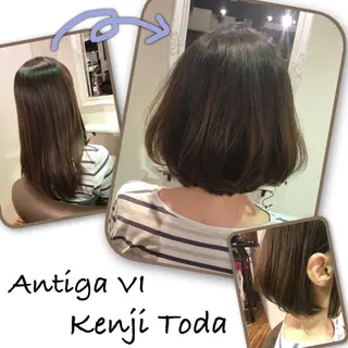 ミディアム カラー パーマ ヘアアレンジ パパで店長な戸田 健治【ショートヘア】のヘアスタイル