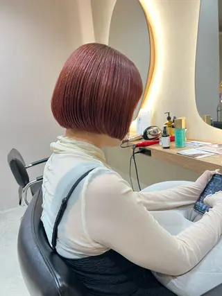 ショート 縮毛矯正/ ケアブリーチ/モカのヘアスタイル
