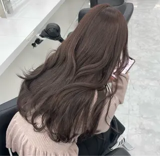 ロング 韓国ヘア/ブリーチ無 しWカラー/オリーブのヘアスタイル