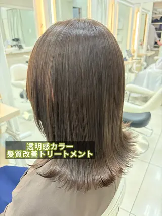 セミロング カラー 髪質改善/艶カラー/ メンズパーマ/鈴木のヘアスタイル