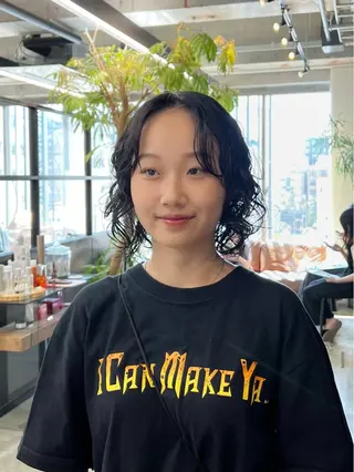 ミディアム パーマ era所属・azumi/ボブ/暖 色/オリーブ/縮毛のヘアスタイル