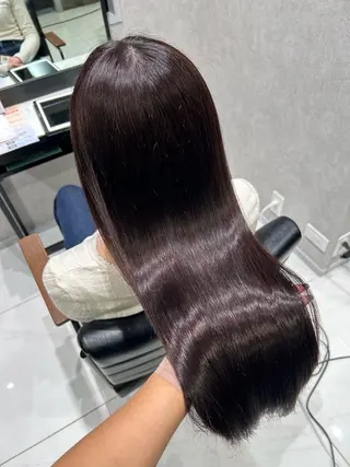 ロング ﾊﾙｶ🎀縮毛矯正 💎ブリーチWカラーのヘアスタイル