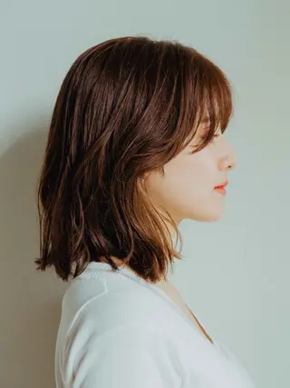 ミディアム ブリーチなしWカラー /酸性ストレート河本のヘアスタイル