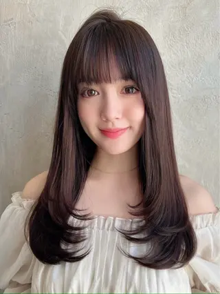 セミロング カラー パーマ 新宿✨顔周りカット 韓国ヘア/坂本亜裟海のヘアスタイル