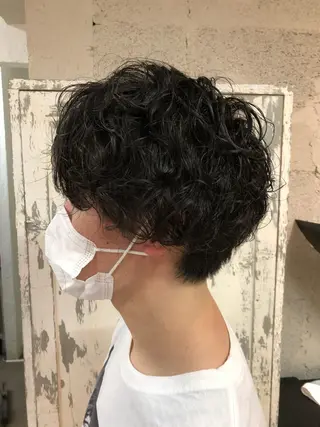 ミディアム パーマ メンズ 桐原 竜也のヘアスタイル