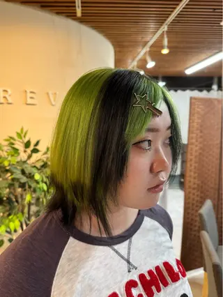 ミディアム ルーツ/ デザイン/ ハイトーン/おこのぎのヘアスタイル