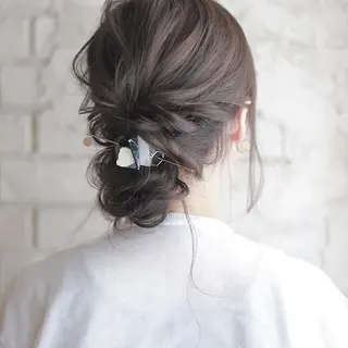 ミディアム カラー ヘアアレンジ ブリーチ&似合せボブ 田中寛十のヘアスタイル