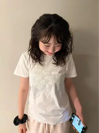 ミディアム パーマ 北村 寧々果のヘアスタイル