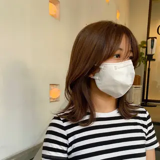 ミディアム カラー ヘアアレンジ ナカジ🌸ロブ/ボブ /前髪🌸のヘアスタイル