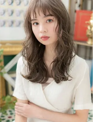 ロング カラー パーマ 小顔カット得意🌟 岩渕麻由のヘアスタイル