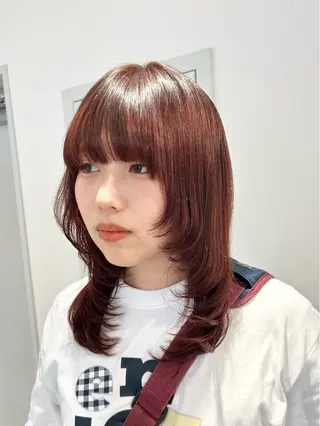 セミロング カラー 結べるくびれボブ/透 明感カラーtaigaのヘアスタイル