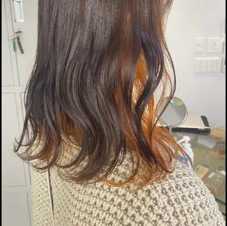ミディアム カラー パーマ ヘアアレンジ メンズ キッズ ネイル マツエク・マツパ 暖色系/透明感 治野心のヘアスタイル