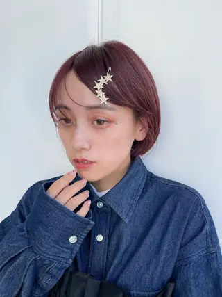 ショート カラー 💖美髪矯正/韓国 /ボブ💖ユイのヘアスタイル