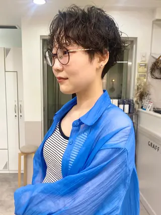 ショート パーマ 会田 渡夢のヘアスタイル