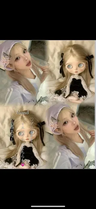 カラー 博多ブリーチ× 透明感/縮毛矯正のヘアスタイル