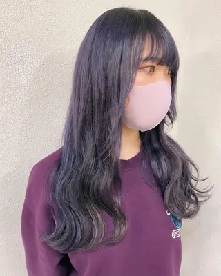 セミロング カラー レイヤーウルフ エクステ磯部のヘアスタイル