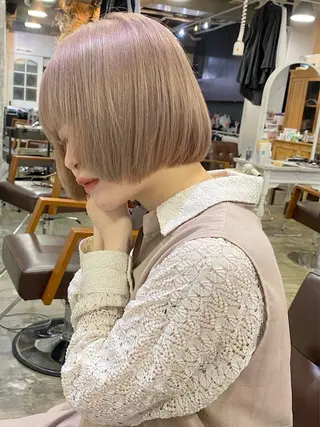 ミディアム カラー Piaコータロー ハイトーン&‪ボブのヘアスタイル