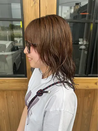 ミディアム パーマ 加藤 結奈のヘアスタイル