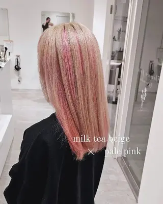 セミロング カラー E Komo hair所属・Wow❕E Komo hair 永井一輝のヘアスタイル