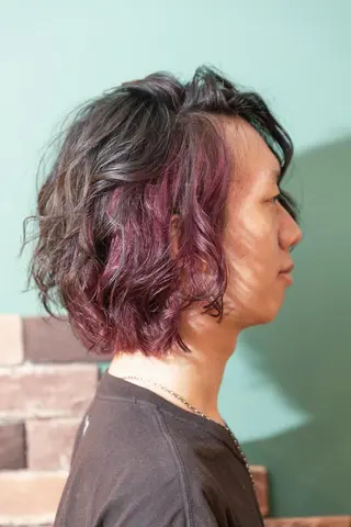 ミディアム パーマ メンズ カラー ✨質感調整✨ ヤマシタマリエのヘアスタイル