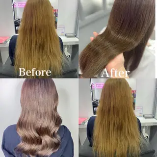 セミロング カラー 髪質改善×矯正🫧 韓国ヘアasamiのヘアスタイル