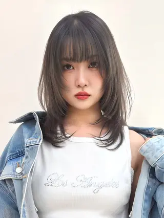 ミディアム カラー 顔周り特化/韓国ヘア /レイヤー/吉野幸大のヘアスタイル