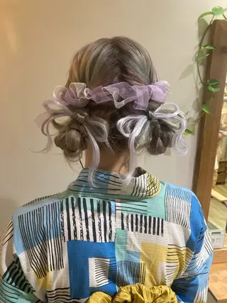 ヘアアレンジ 白髪ぼかしハイライト ヘアアレンジのヘアスタイル