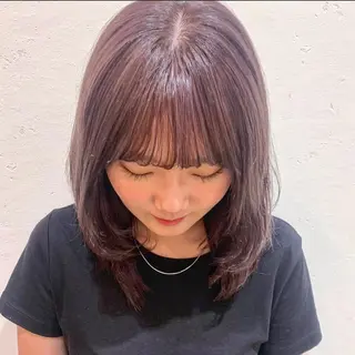 ミディアム カラー パーマ ヘアアレンジ ボブ/レイヤー/ニュ アンスパーマ/小夏のヘアスタイル