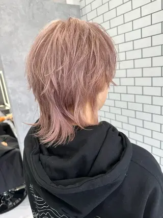 ミディアム カラー メンズ 透明感/ブリーチ縮毛 /髪質改善/星野純一のヘアスタイル