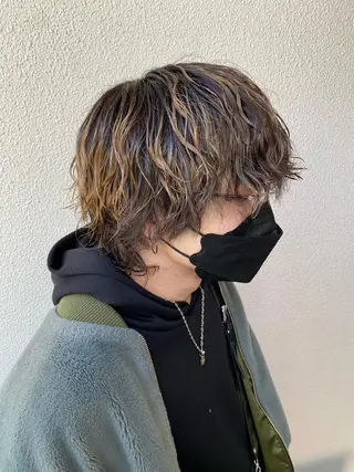 ミディアム カラー パーマ メンズ 柳澤 和也のヘアスタイル