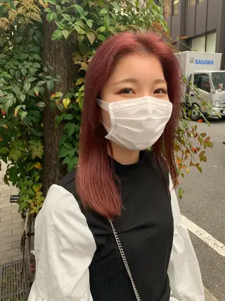 ミディアム カラー パーマ/ボブ/ レイヤー/豊浦翔太のヘアスタイル