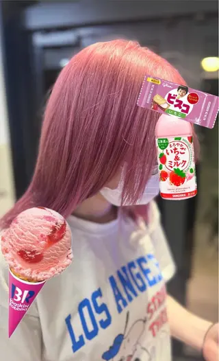 セミロング カラー 岡山ハイトーン・ ルーツカラー/こもものヘアスタイル