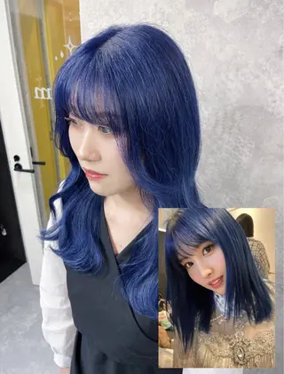 ミディアム カラー ヘアアレンジ 寒色アイドルカラー JUNOチナツのヘアスタイル