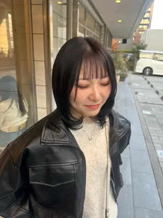 ミディアム カラー パーマ ヘアアレンジ メンズ 🫧ブリーチなし透明 感カラー🫧沼尻彩花のヘアスタイル