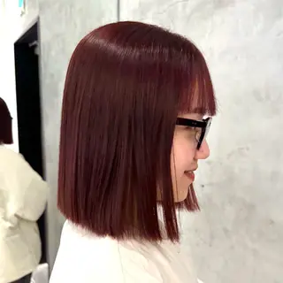 ミディアム カラー ヘアアレンジ 暖色ダブルカラーボブ レイヤー🌈AINAのヘアスタイル